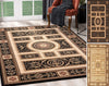 4’ x 6’ Black and Beige Traditional Geometric Area Rug
