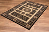 5’ x 8’ Black and Beige Traditional Geometric Area Rug