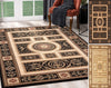 7’ x 9’ Black and Beige Traditional Geometric Area Rug