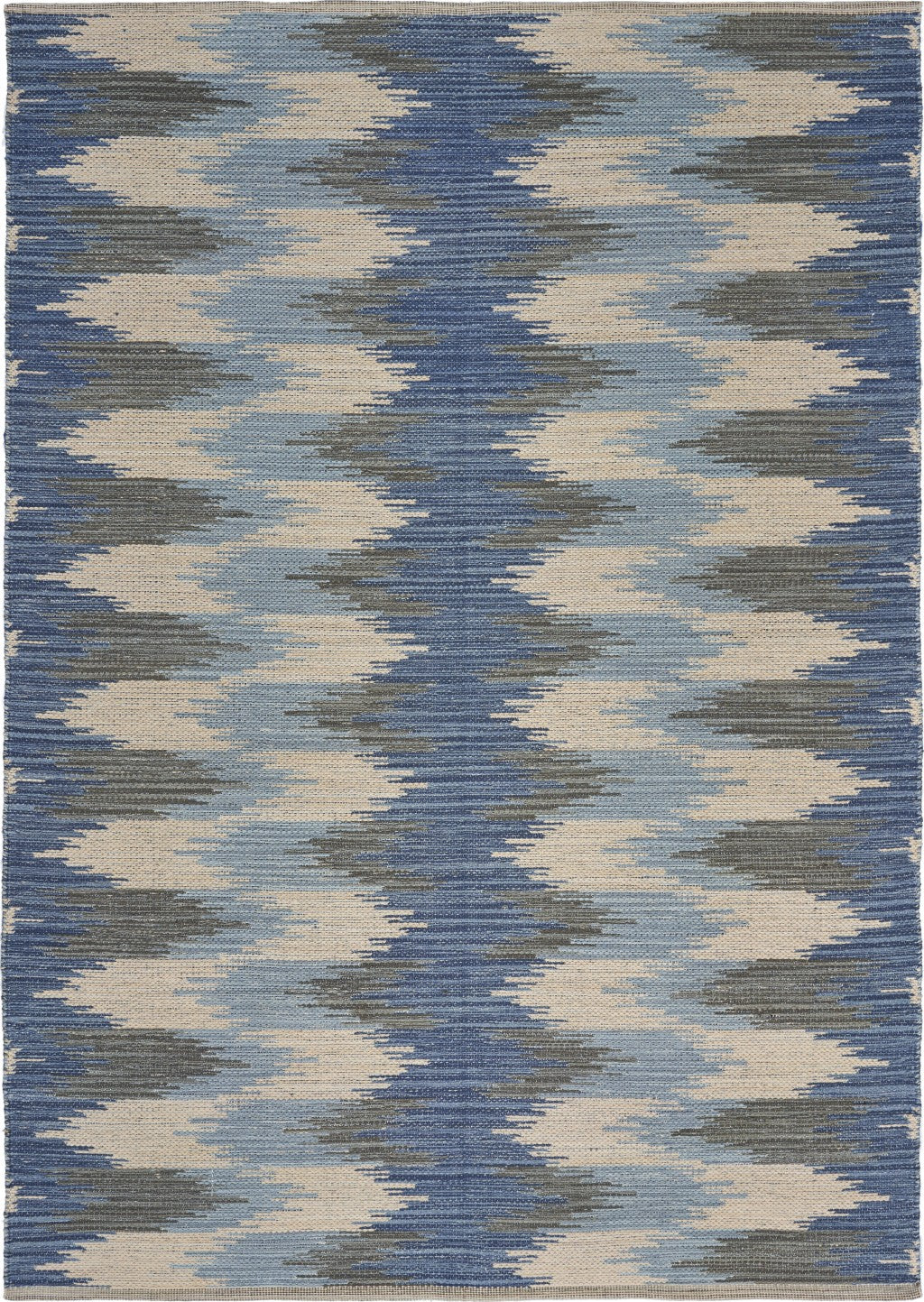 3’ x 5’ Blue and Cream Ikat Pattern Area Rug