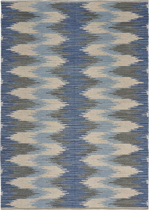 3’ x 5’ Blue and Cream Ikat Pattern Area Rug