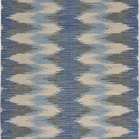 5’ x 7’ Blue and Cream Ikat Pattern Area Rug