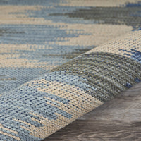 5’ x 7’ Blue and Cream Ikat Pattern Area Rug