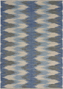 3’ x 4’ Blue and Cream Ikat Pattern Area Rug