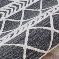 7’ x 9’ Gray and White Geometric Stripes Area Rug