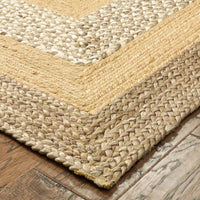 5’ x 8’ Tan and Beige Bordered Area Rug