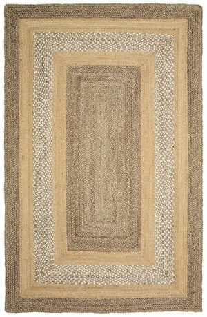 5’ x 8’ Tan and Beige Bordered Area Rug