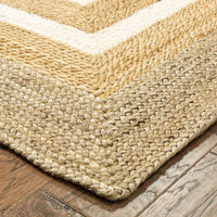 4’ x 6’ Tan and White Multiple Bordered Area Rug