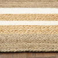 4’ x 6’ Tan and White Multiple Bordered Area Rug