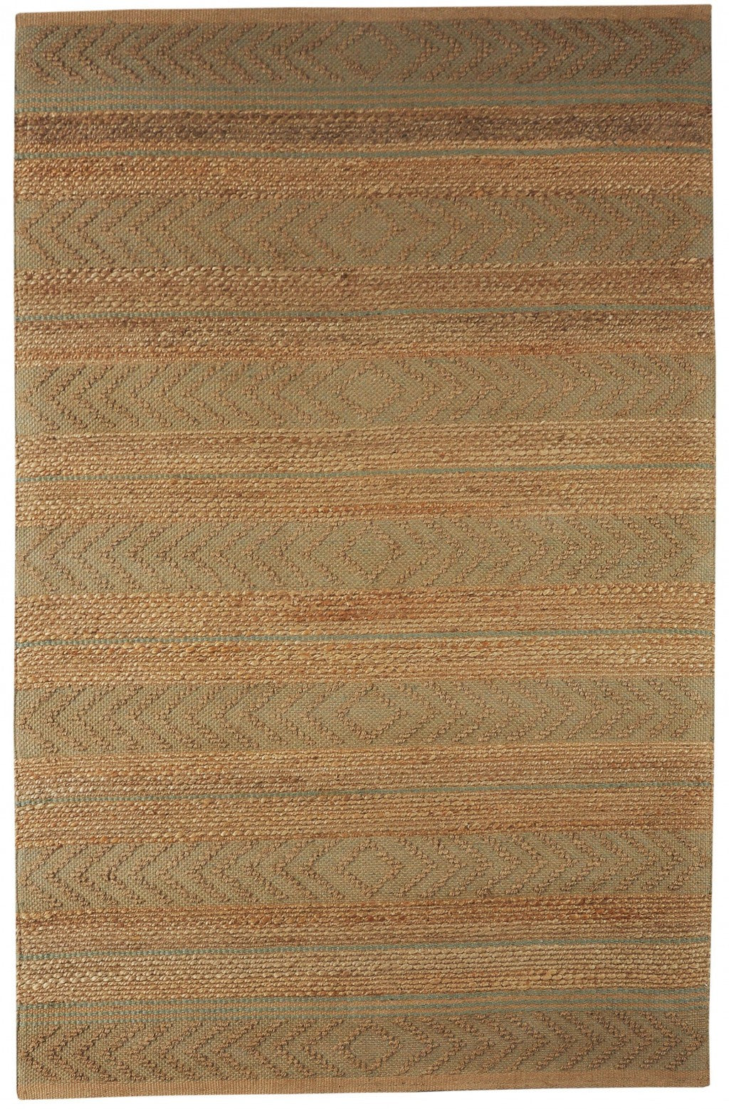 5’ x 8’ Seafoam and Tan Bohemian Striped Area Rug