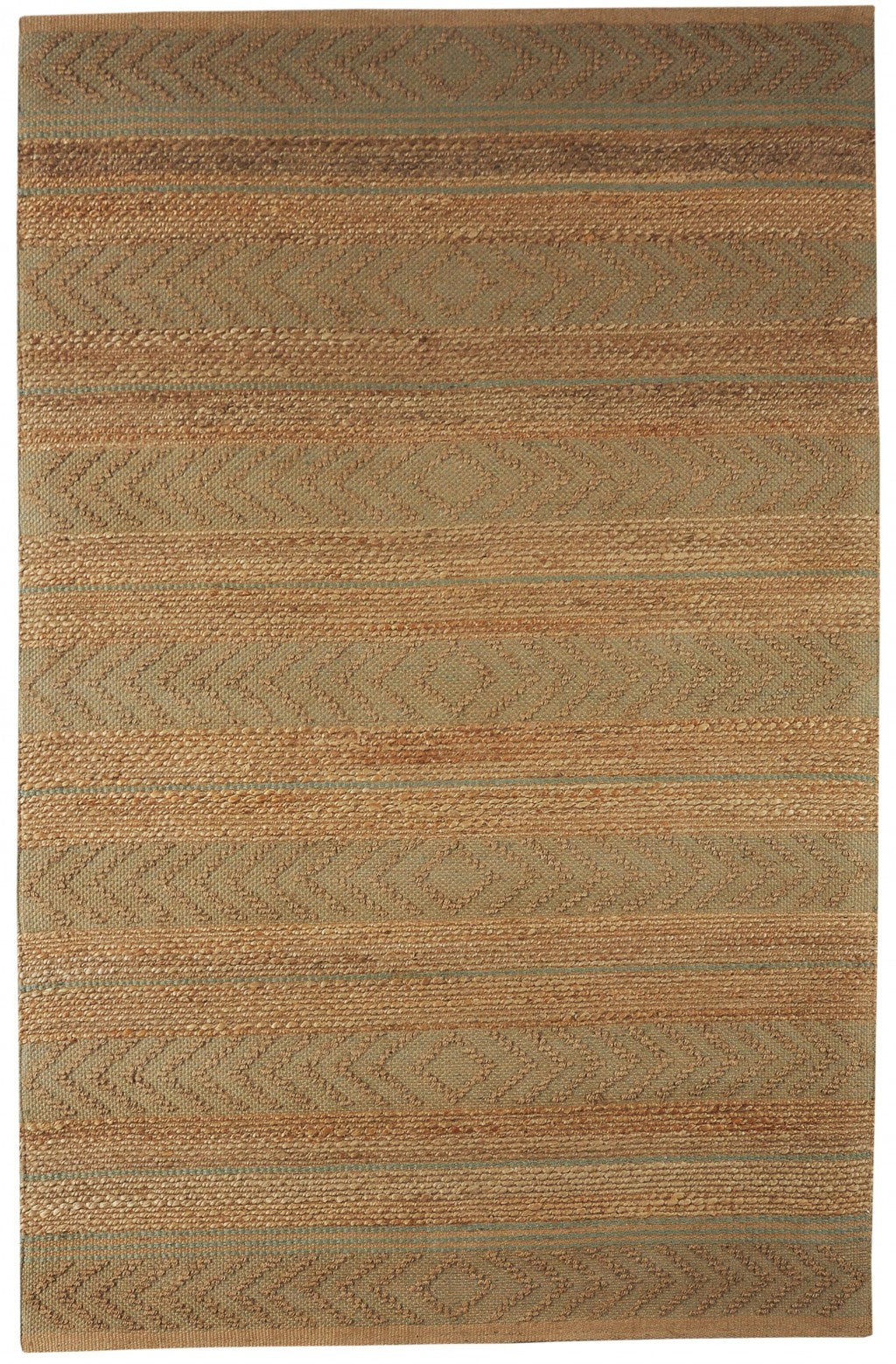 8’ x 10’ Seafoam and Tan Bohemian Striped Area Rug