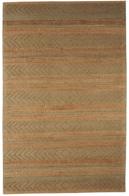 8’ x 10’ Seafoam and Tan Bohemian Striped Area Rug