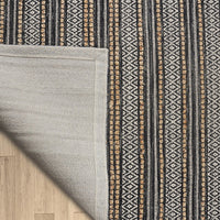 5’ x 8’ Black and Tan Decorative Striped Area Rug