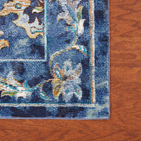 5’ x 8’ Blue and Gold Jacobean Area Rug