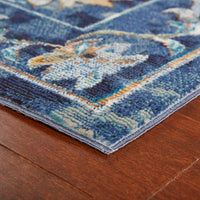5’ x 8’ Blue and Gold Jacobean Area Rug