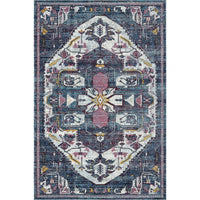 5’ x 8’ Navy and Ivory Global Inspired Area Rug