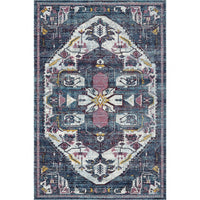 8’ x 10’ Navy and Ivory Global Inspired Area Rug