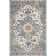 5’ x 8’ Blue and Ivory Center Medallion Area Rug