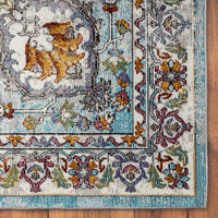 8’ x 10’ Blue and Ivory Center Medallion Area Rug