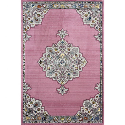 8’ x 10’ Pink Traditional Medallion Area Rug