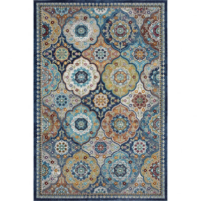 5’ x 8’ Blue Trellis Mosaic Area Rug