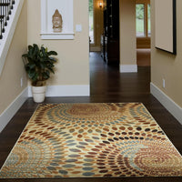 8’ x 10’ Cream and Brown Swirls Area Rug