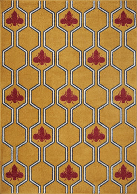 5’ x 7’ Yellow and Red Honey Bee Area Rug