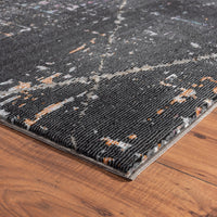 8’ x 10’ Distressed Black Abstract Area Rug