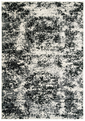 5’ x 7’ Black and White Abstract Area Rug
