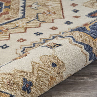 3’ x 5’ Gold and Blue Boho Chic Area Rug