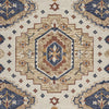 8’ Round Gold and Blue Boho Chic Area Rug