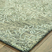 5’ x 8’ Khaki and White Damask Area Rug