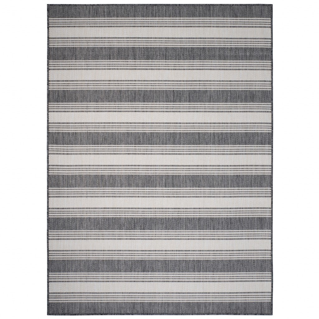 3’ x 5’ Gray Striped Indoor Outdoor Area Rug