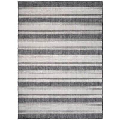 5’ x 7’ Gray Striped Indoor Outdoor Area Rug
