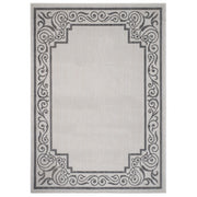 3’ x 5’ Gray Ornate Border Indoor Outdoor Area Rug