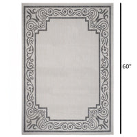 3’ x 5’ Gray Ornate Border Indoor Outdoor Area Rug