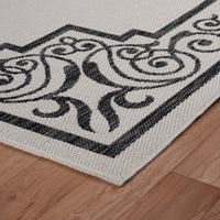 8’ x 10’ Light Gray Ornate Border Indoor Outdoor Area Rug