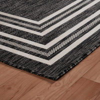 3’ x 5’ Gray Striped Border Indoor Outdoor Area Rug