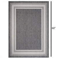 3’ x 5’ Gray Framed Indoor Outdoor Area Rug