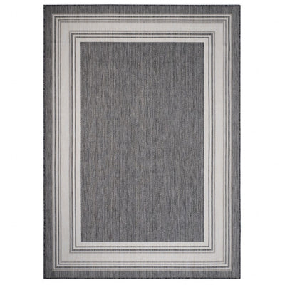 5’ x 7’ Gray Framed Indoor Outdoor Area Rug