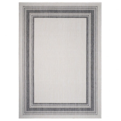 3’ x 5’ Gray Framed Indoor Outdoor Area Rug