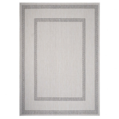 3’ x 5’ Gray Double Border Indoor Outdoor Area Rug