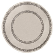 8’ Round Cream Double Border Indoor Outdoor Area Rug