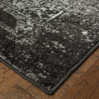 5’ x 7’ Black Distressed Abstract Area Rug