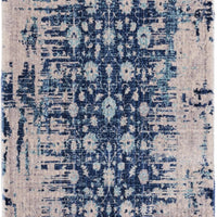 2’ x 8’ Navy Blue Faded Floral Motif Runner Rug