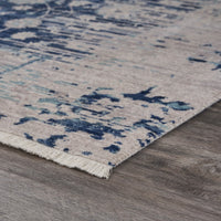 2’ x 8’ Navy Blue Faded Floral Motif Runner Rug