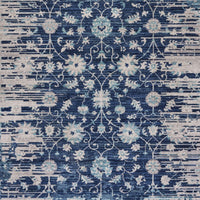 5’ x 8’ Navy Blue Faded Floral Motif Area Rug