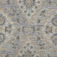 5’ x 8’ Blue and Tan Traditional Area Rug