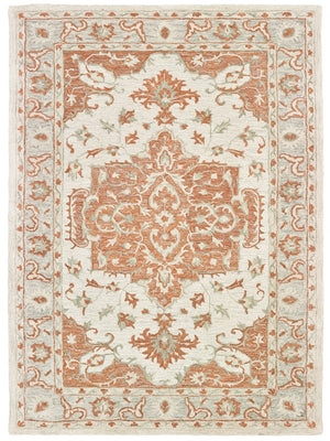 9’ x 12’ Orange and Ivory Medallion Area Rug