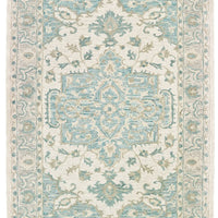 5’ x 8’ Turquoise and Cream Medallion Area Rug